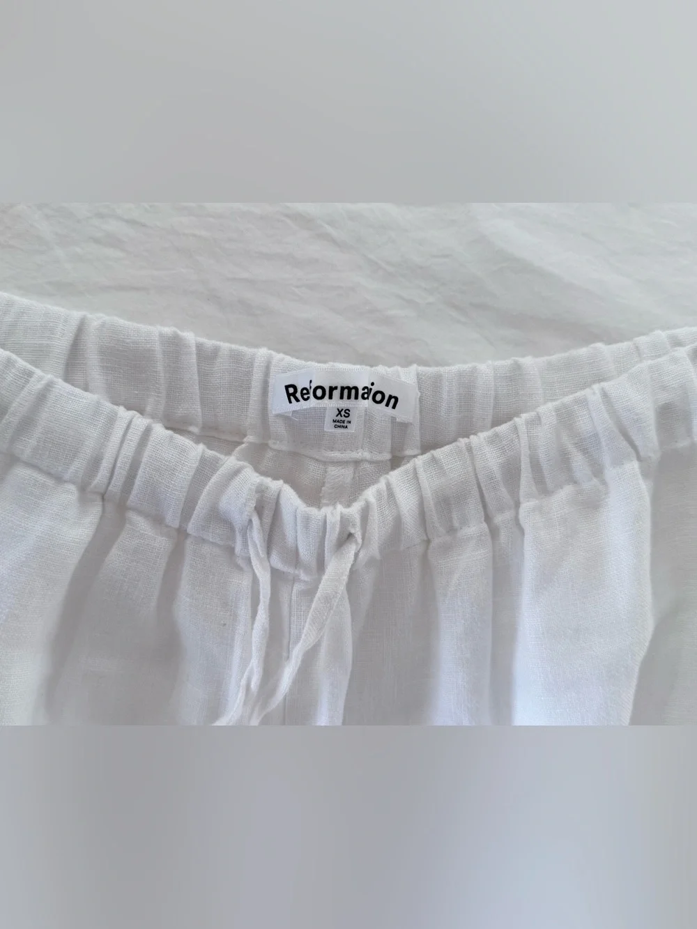 NWOT Reformation Olina 100% Linen Drawstring Pants in White | Size XS